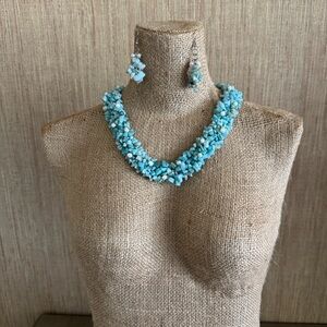 Turquoise Beaded Necklace and Earring Set
